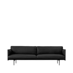 Canapé Outline 3 places cuir, Refine black-pieds noirs