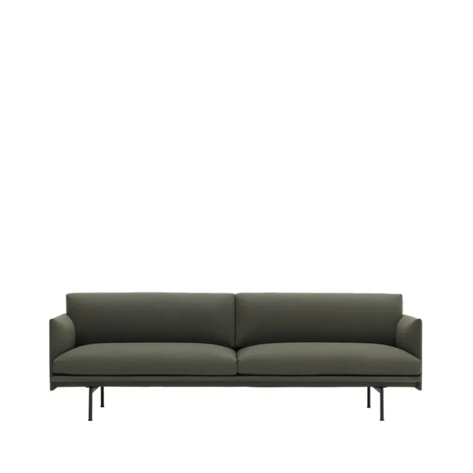 Canapé Outline 3 places tissu, Fiord 961 green-pieds noirs