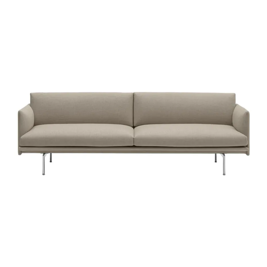 Canapé Outline 3 places tissu, Ecriture 240-Polished Aluminum