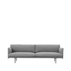 Canapé Outline 3 places tissu, tissu fiord 151 grey, pieds noirs