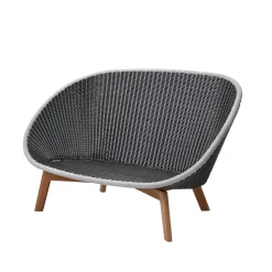 Canapé Peacock Weave, 2 places grey/light grey, pieds en teck