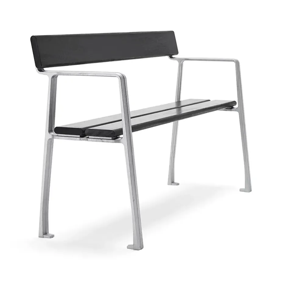 Canapé Piccolo, Lasure acajou noir, support en aluminium brut
