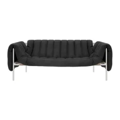 Canapé Puffy 2,5 places 205 cm, Anthracite-acier inoxydable