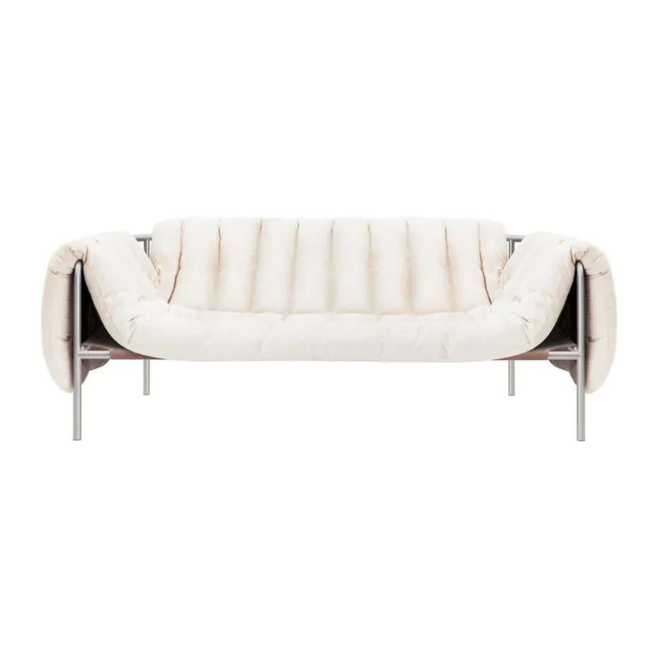 Canapé Puffy 2,5 places 205 cm, Natural-acier inoxydable