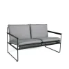 Canapé Slow 2 places, Sunbrella gris-structure en acier noir