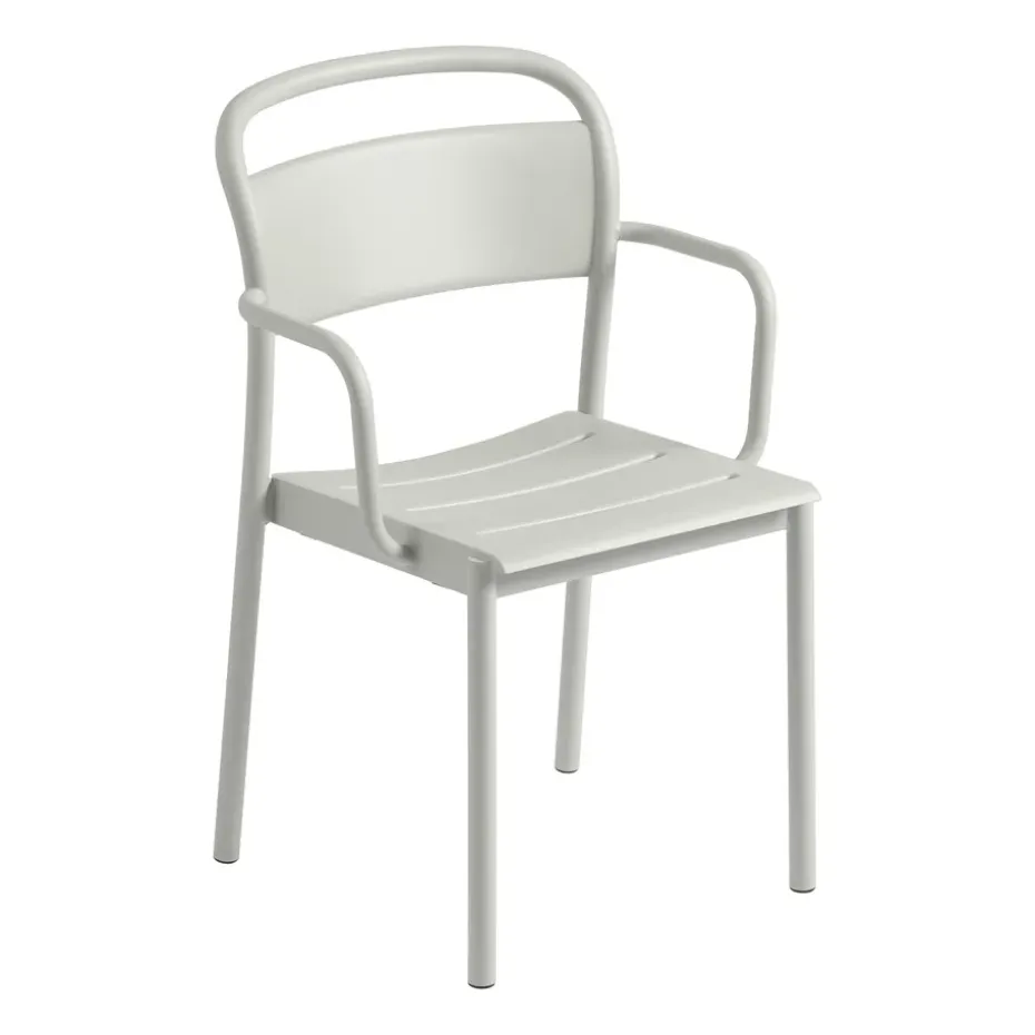 Chaise à accoudoirs Linear steel armchair, Grey (RAL 7044)