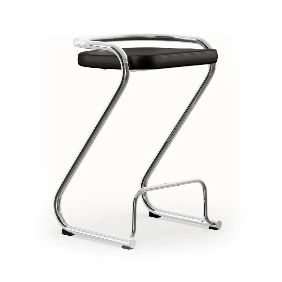 Chaise à accoudoirs X75-2, Cuir Elmo Nordic Noir - base en chrome