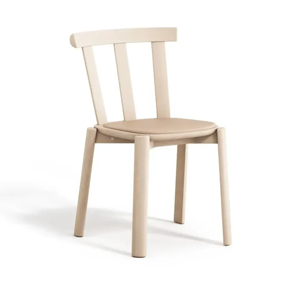 Chaise Alt assise rembourrée en bouleau, Elmovegeta 22011-vernis mat clair