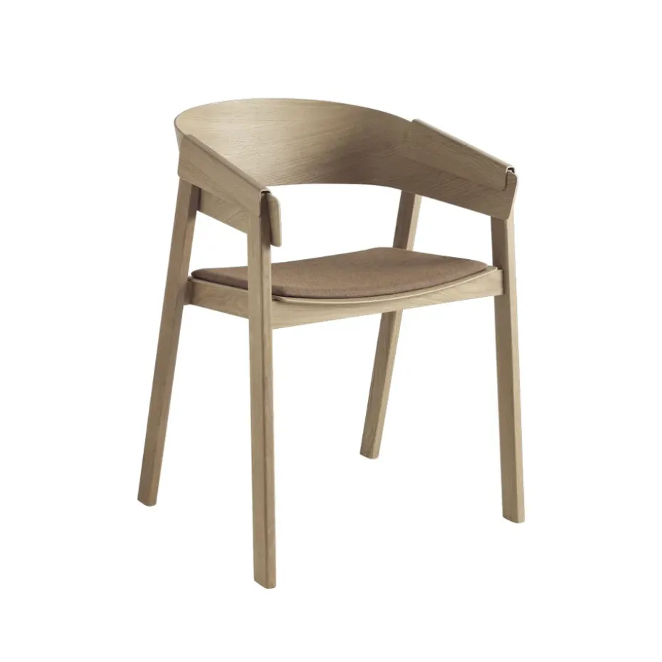Chaise avec accoudoirs Cover assise revêtue de tissu, Remix 252-oak