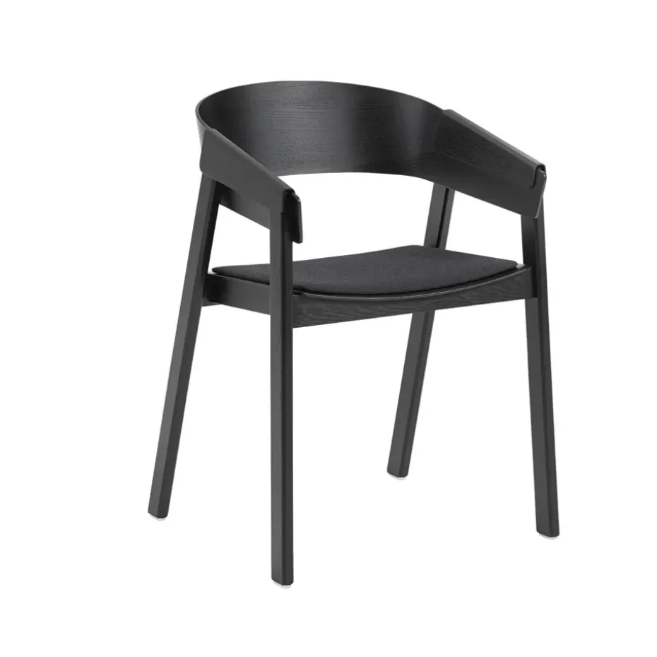 Chaise avec accoudoirs Cover assise revêtue de tissu, Remix 183-black