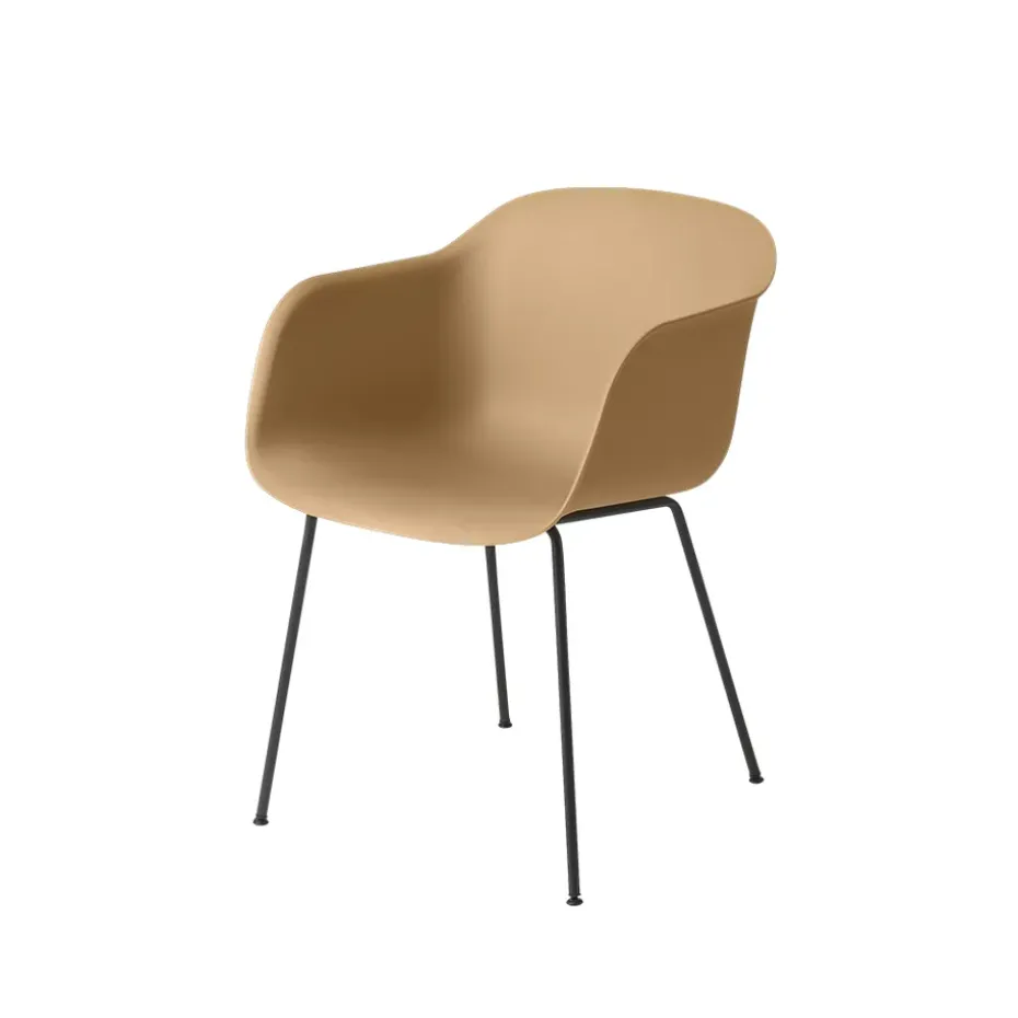 Chaise avec accoudoirs Fiber tube base, Ochre-Anthracite Black