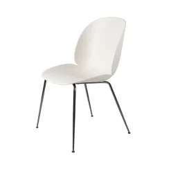Chaise Beetle, alabaster white, structure en acier chromé noir