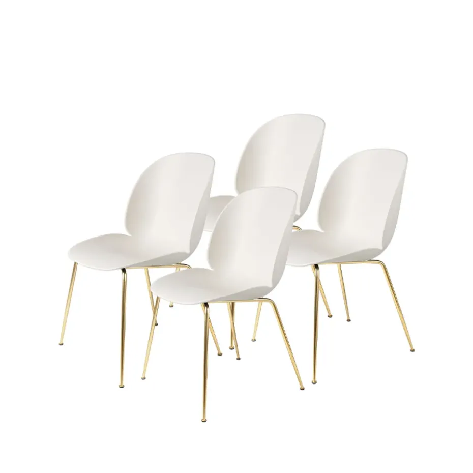 Chaise Beetle Lot de 4, Alabaster white-structure en laiton