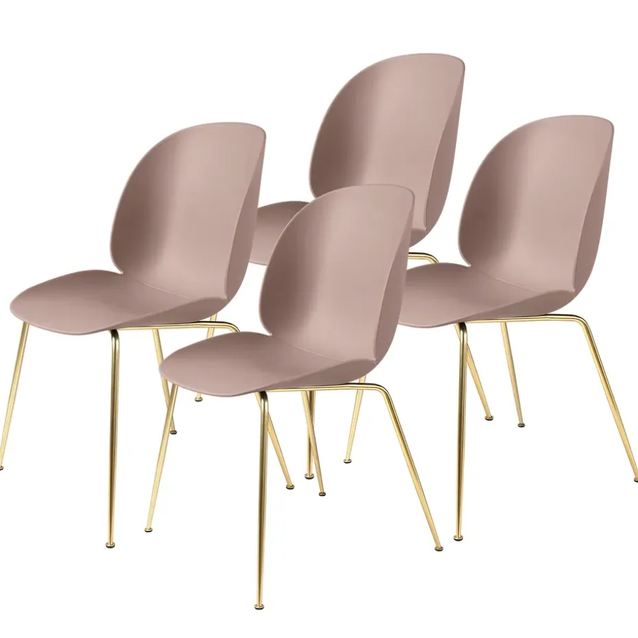 Chaise Beetle pieds en laiton Lot de 4, Sweet Pink