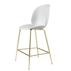 Chaise Beetle plastique pieds en laiton, blanc