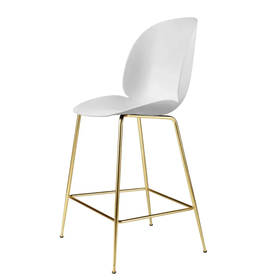 Chaise Beetle plastique pieds en laiton, blanc
