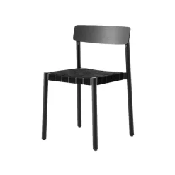 Chaise Betty TK1, black, assise en ruban de lin tressé noir