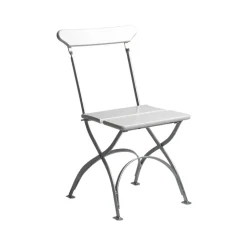 Chaise Brasserie, Chêne laqué blanc-galvanisation à chaud