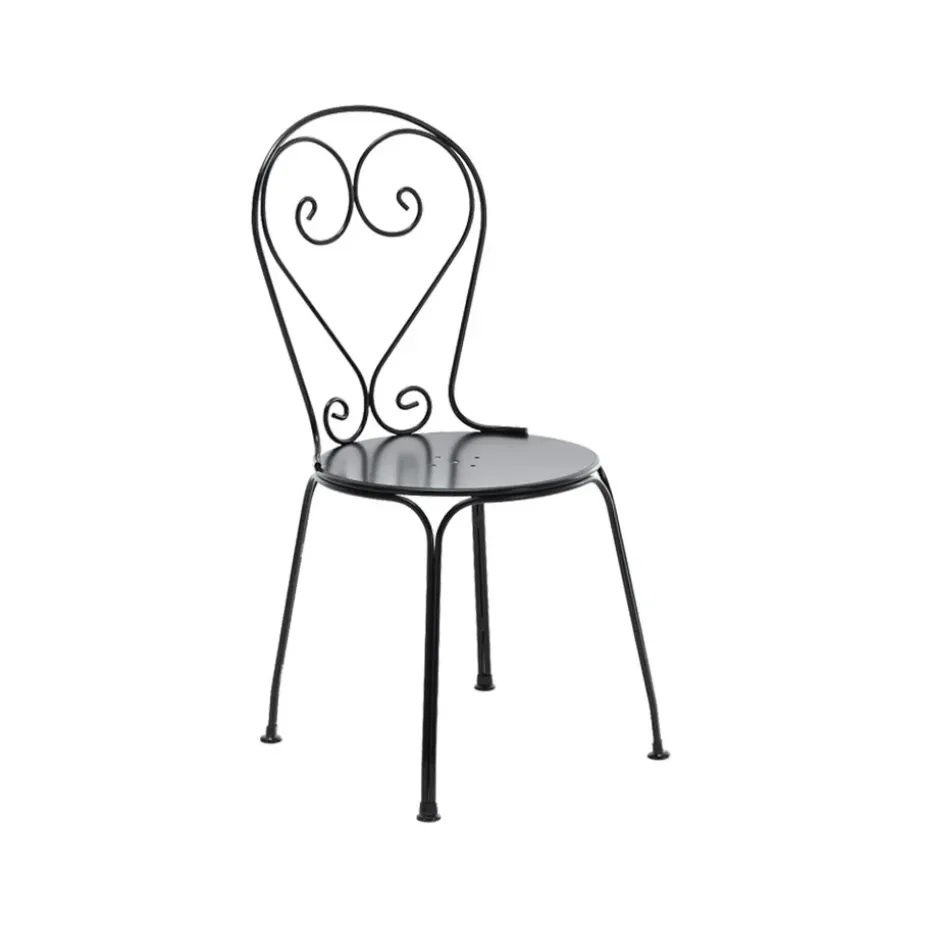 Chaise Classic No.1, Noir, siège en tôle