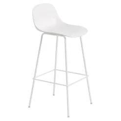 Chaise de bar Fiber Tube à dossier 75 cm, blanc