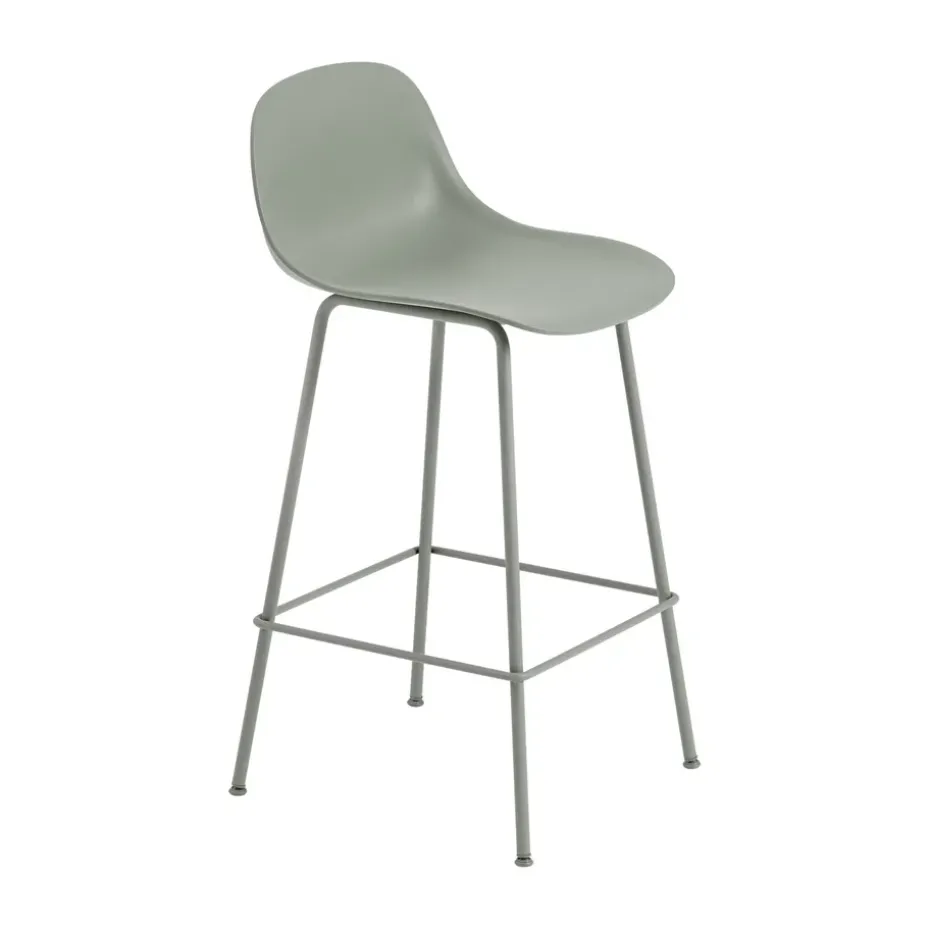 Chaise de bar Fiber Tube à dossier 75 cm, Dusty green