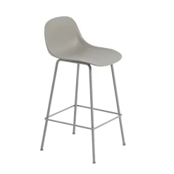 Chaise de bar Fiber Tube à dossier 65 cm, gris