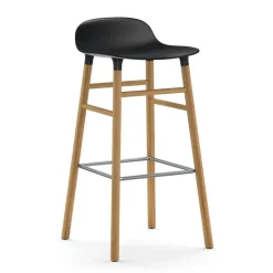 Chaise de bar Form pieds en chêne 75 cm, noir