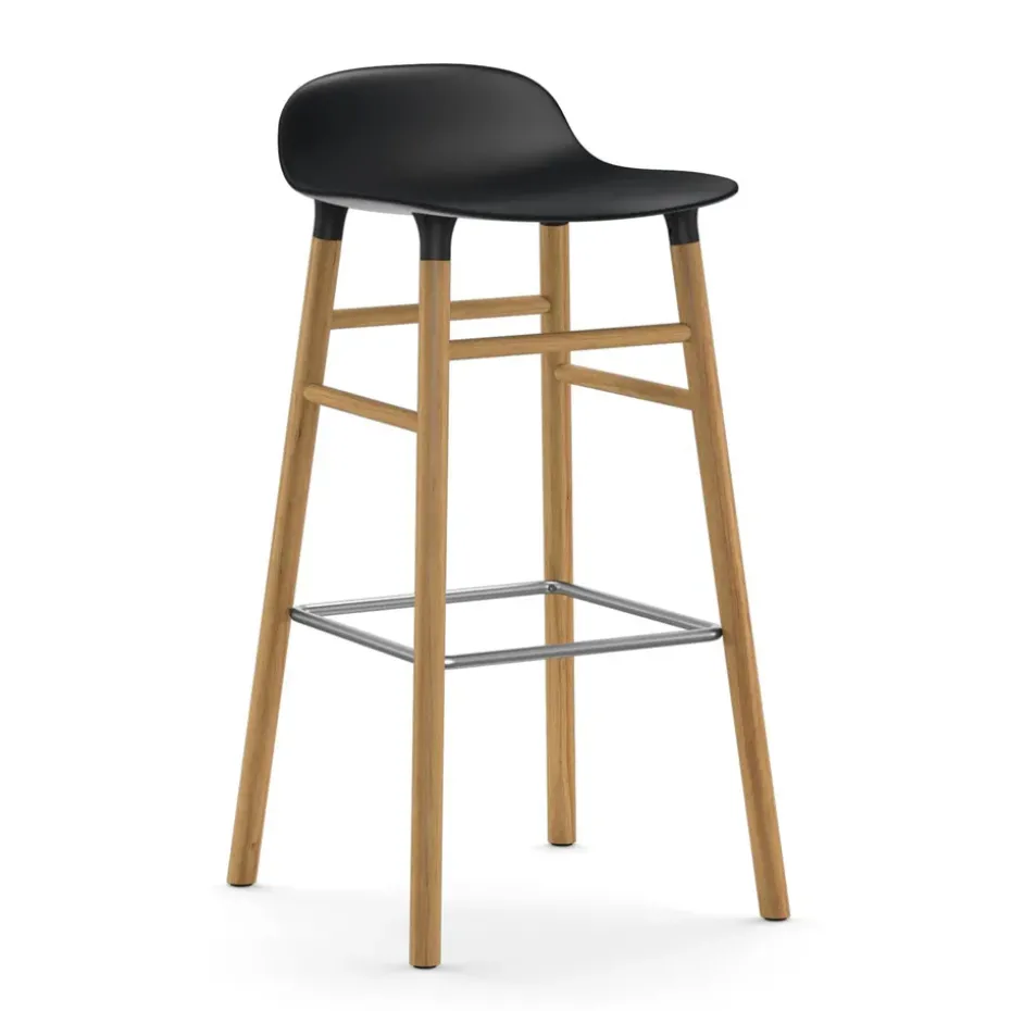 Chaise de bar Form pieds en chêne 75 cm, noir