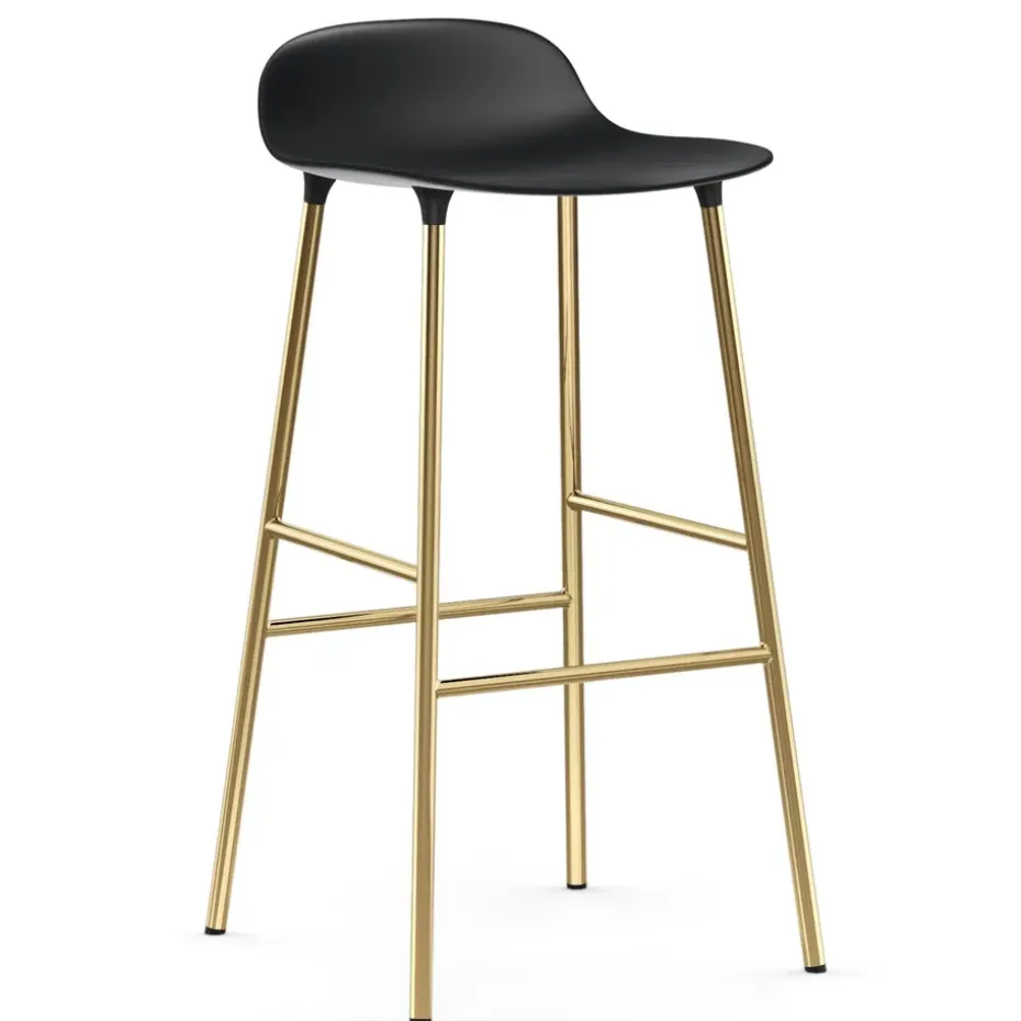 Chaise de bar Form pieds en laiton 75 cm, Noir