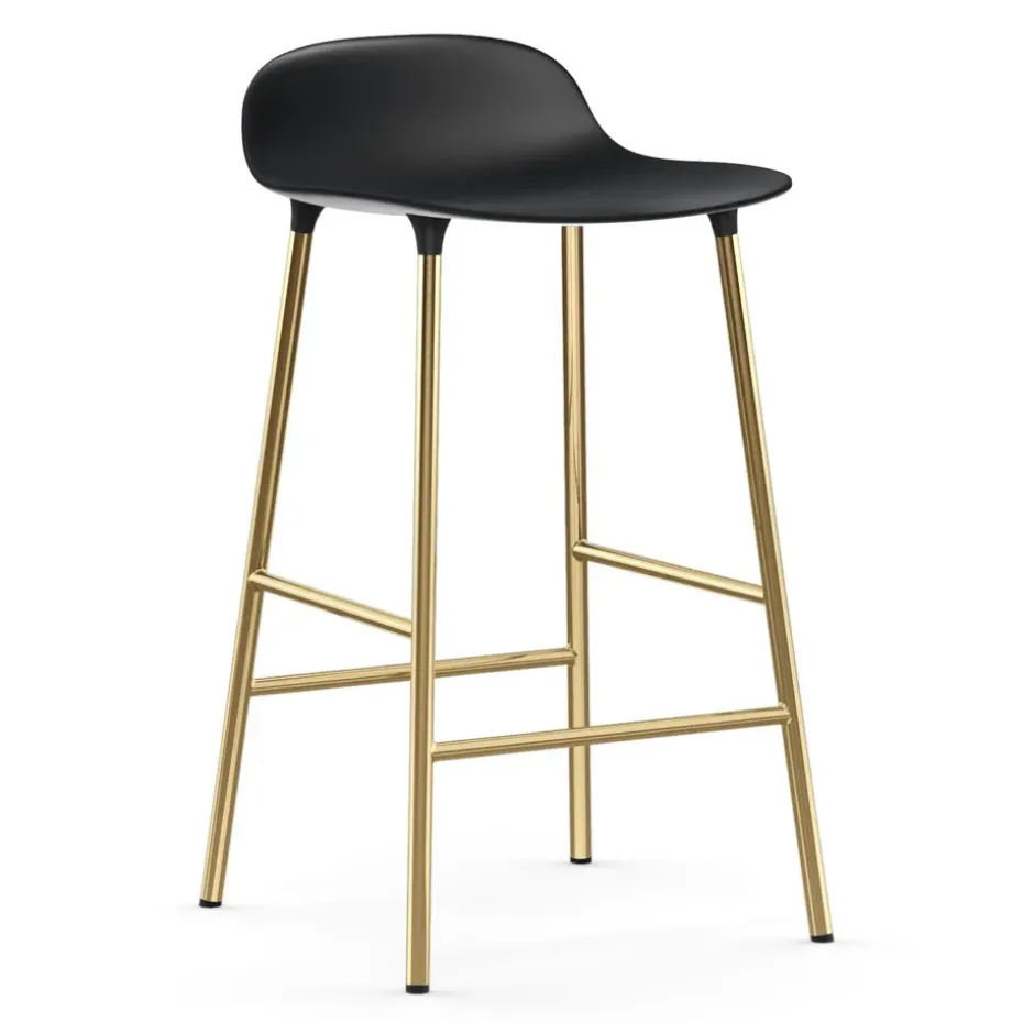 Chaise de bar Form pieds en laiton, Noir