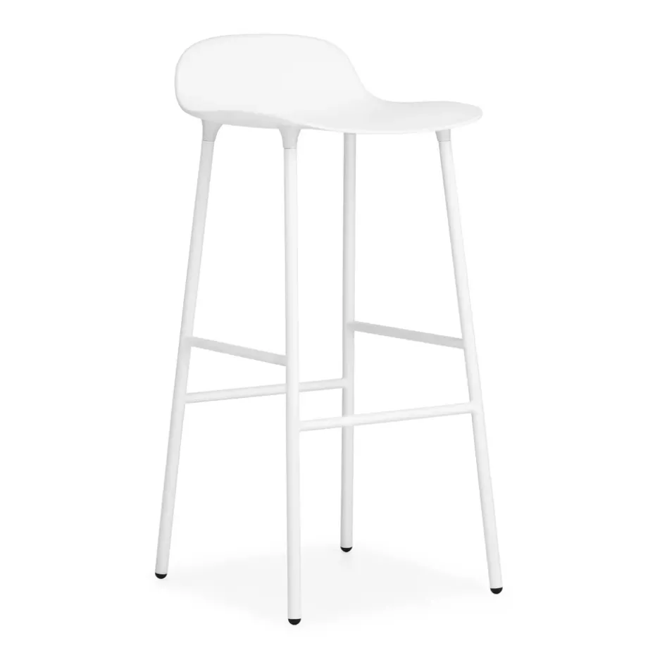 Chaise de bar Form pieds en métal 75 cm, blanc