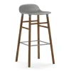 Chaise de bar Form pieds en noyer 75 cm, Gris
