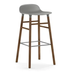 Chaise de bar Form pieds en noyer 75 cm, Gris