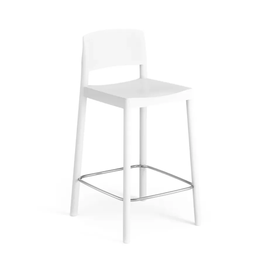 Chaise de bar Grace 63 cm, Frêne laminé blanc