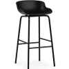 Chaise de bar Hyg pieds en métal 75 cm, Noir