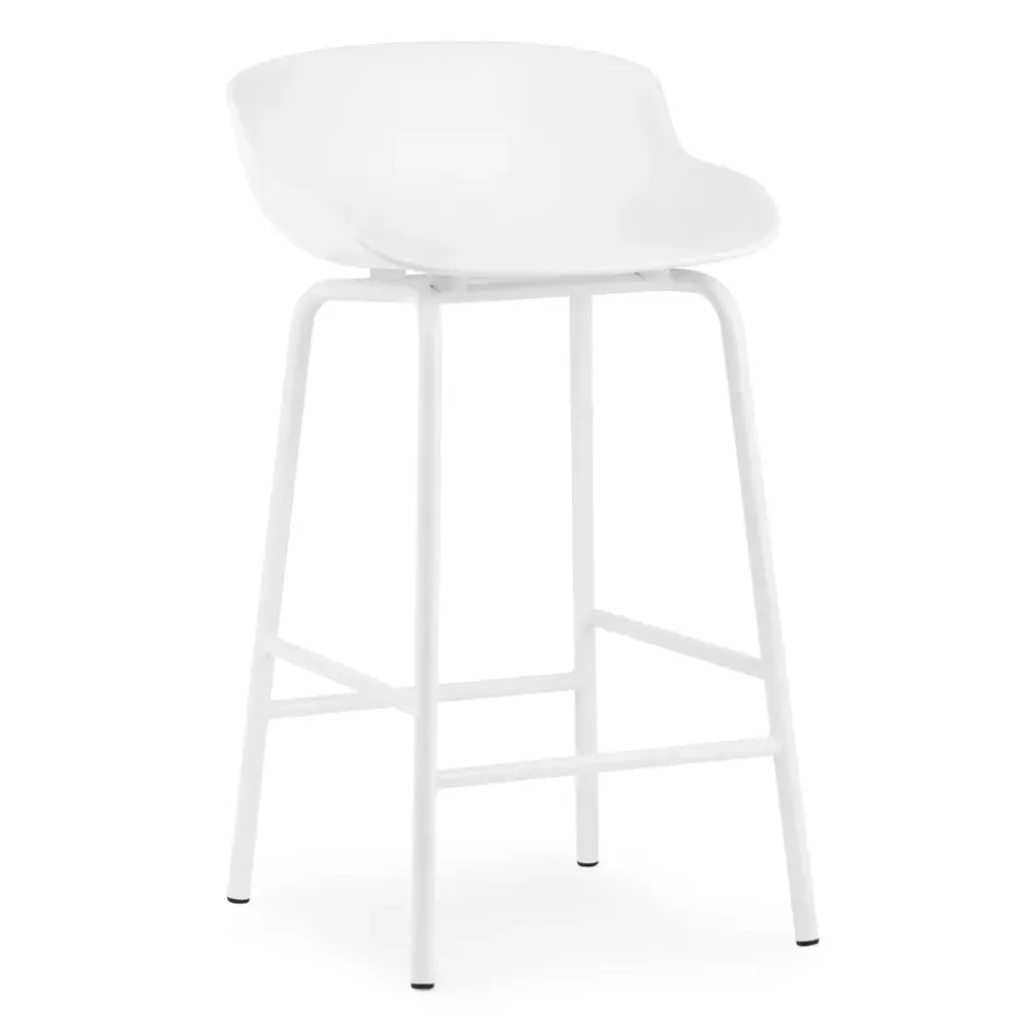 Chaise de bar Hyg pieds en métal 65 cm, Blanc
