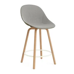 Chaise de bar Mat Bar Chair habillée sur le devant 65 cm, Remix 133-seaweed-beech-cream steel