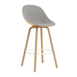 Chaise de bar Mat Bar Chair habillé sur le devant 75 cm, Remix 133-hemp-beech-cream steel