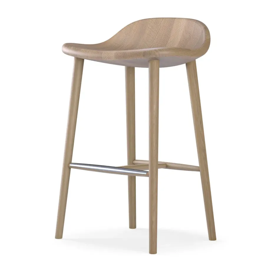 Chaise de bar Miss Holly H63 cm, chêne huilé blanc
