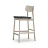 Chaise de bar Prima Vista, tissu blues 9833 noir, structure en chêne huilé blanc