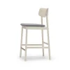 Chaise de bar Prima Vista, Tissu blues 9202 marron/beige-structure en bouleau huilé blanc