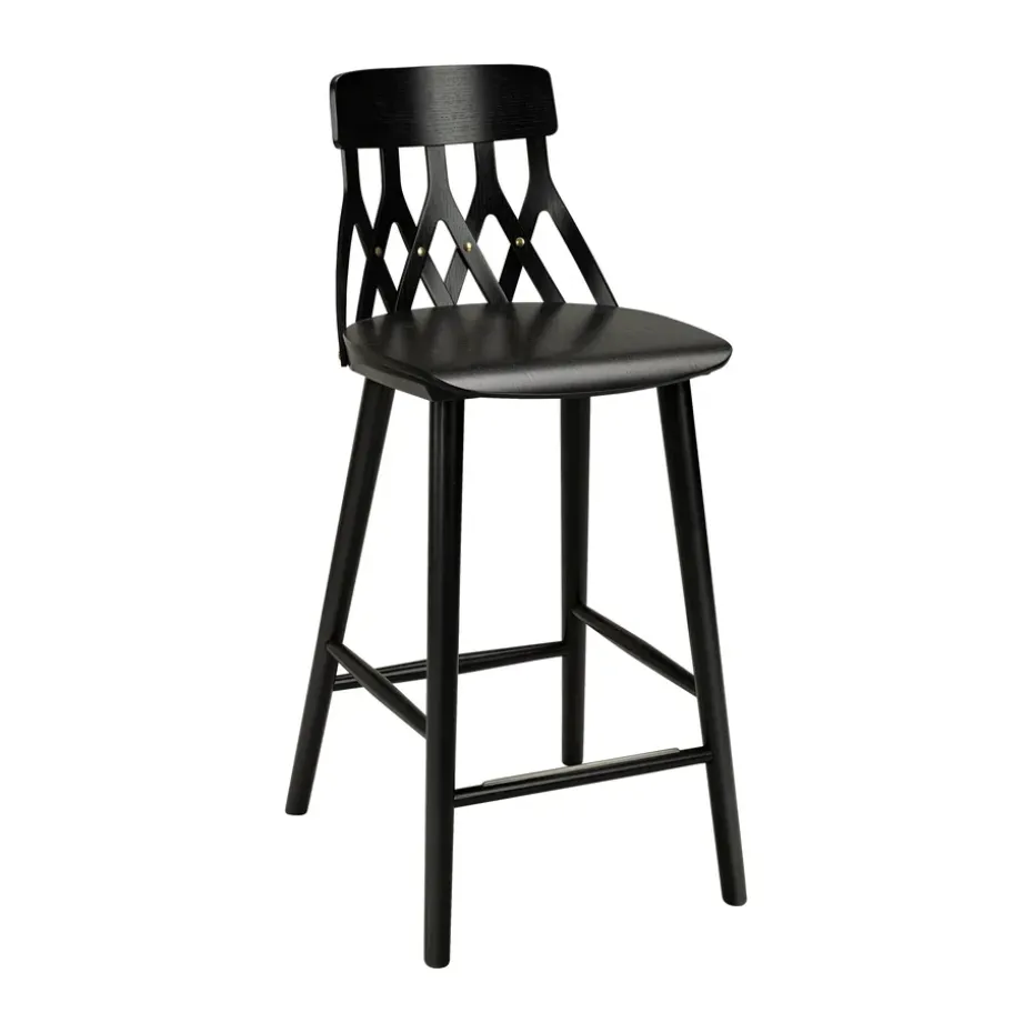 Chaise de bar Y5 63 cm, Frêne lasuré noir
