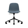 Chaise de bureau Form avec base pivotante, fauteuil de bureau 5W, bleu, aluminium noir, roulettes