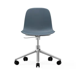 Chaise de bureau Form avec base pivotante, fauteuil de bureau 5W, bleu, aluminium, roulettes