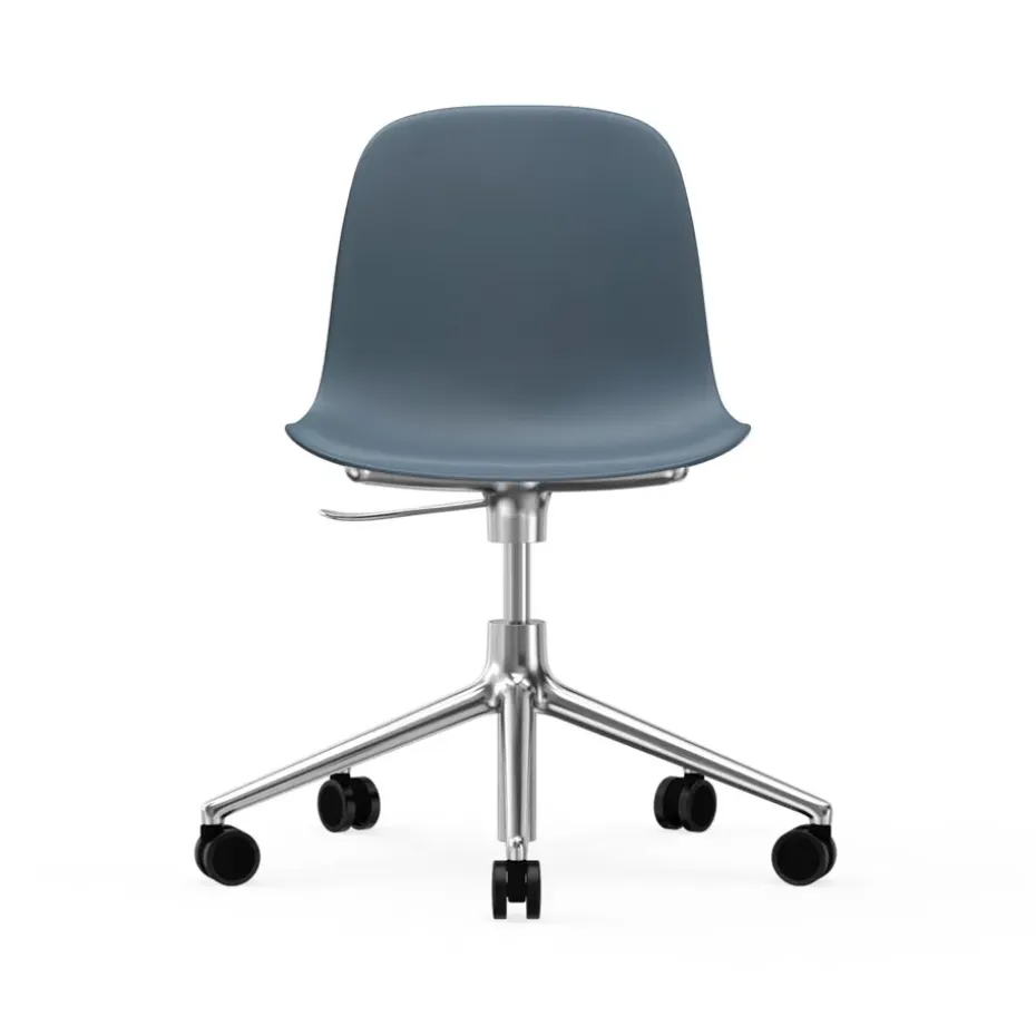 Chaise de bureau Form avec base pivotante, fauteuil de bureau 5W, bleu, aluminium, roulettes