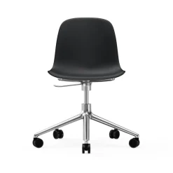 Chaise de bureau Form avec base pivotante, fauteuil de bureau 5W, noir, aluminium, roulettes