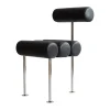 Chaise de salle à manger Hiro, Stainless steel-aniline leather black