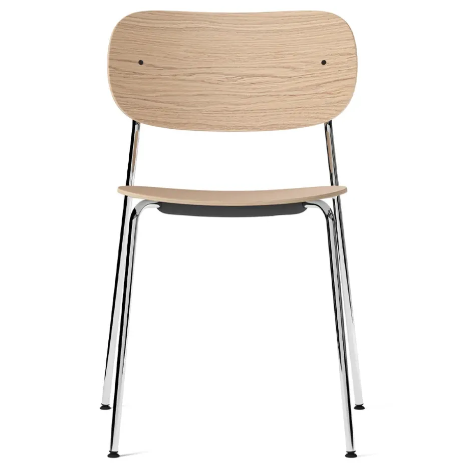 Chaise de table à manger Co pieds chromés, Chêne