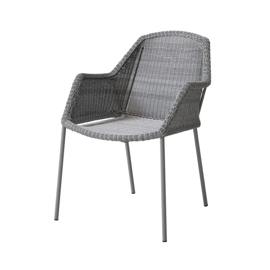 Chaise empilable Breeze weave, avec accoudoirs, Light grey