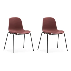 Chaise empilable en acier noir Form 52x79 cm, Rouge